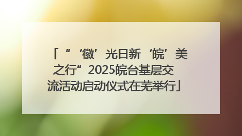 “‘徽’光日新‘皖’美之行”2025皖台基层交流活动启动仪式在芜举行