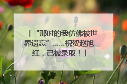 “那时的我仿佛被世界遗忘”……祝贺赵旭红，已被录取！