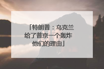 特朗普：乌克兰给了普京一个轰炸他们的理由