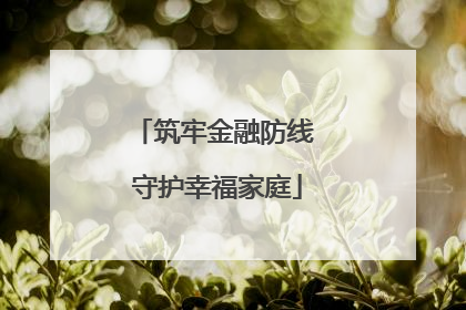 筑牢金融防线 守护幸福家庭