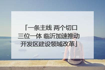 一条主线 两个切口 三位一体 临沂加速推动开发区建设领域改革