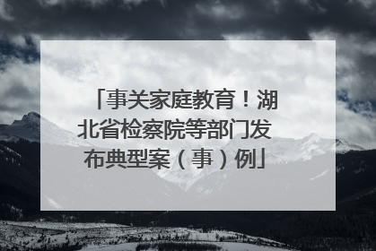 事关家庭教育！湖北省检察院等部门发布典型案（事）例