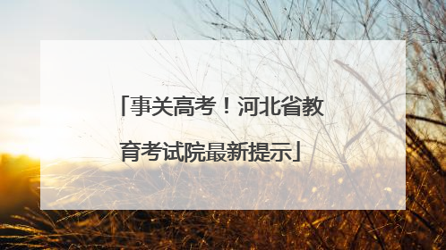事关高考！河北省教育考试院最新提示