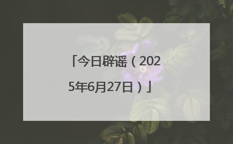 今日辟谣（2025年6月27日）