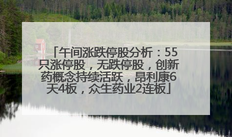 午间涨跌停股分析：55只涨停股，无跌停股，创新药概念持续活跃，昂利康6天4板，众生药业2连板