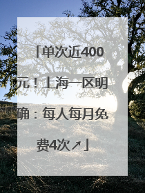 单次近400元！上海一区明确：每人每月免费4次↗