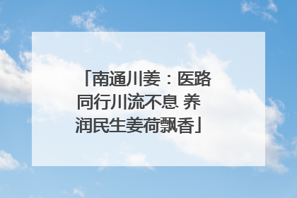 南通川姜：医路同行川流不息 养润民生姜荷飘香
