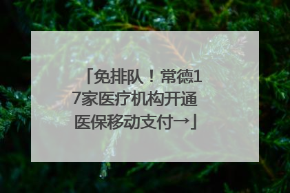 免排队！常德17家医疗机构开通医保移动支付→