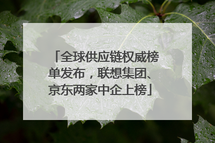 全球供应链权威榜单发布，联想集团、京东两家中企上榜