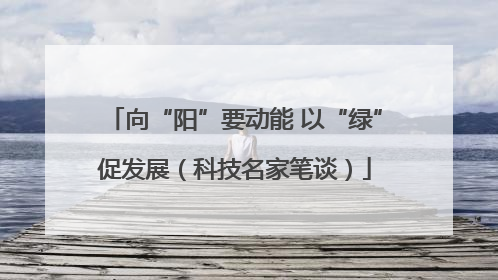 向“阳”要动能 以“绿”促发展（科技名家笔谈）