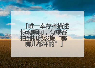 唯一幸存者描述惊魂瞬间，有乘客拍到机舱设施“哪哪儿都坏的”