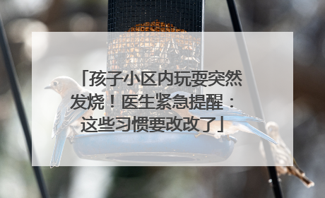 孩子小区内玩耍突然发烧！医生紧急提醒：这些习惯要改改了