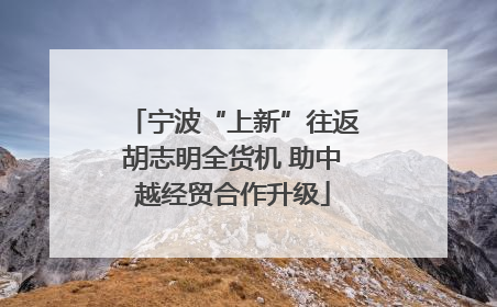 宁波“上新”往返胡志明全货机 助中越经贸合作升级