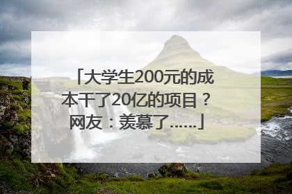 大学生200元的成本干了20亿的项目？网友：羡慕了……