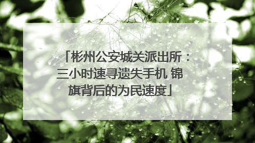 彬州公安城关派出所：三小时速寻遗失手机 锦旗背后的为民速度