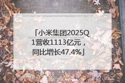 小米集团2025Q1营收1113亿元，同比增长47.4%