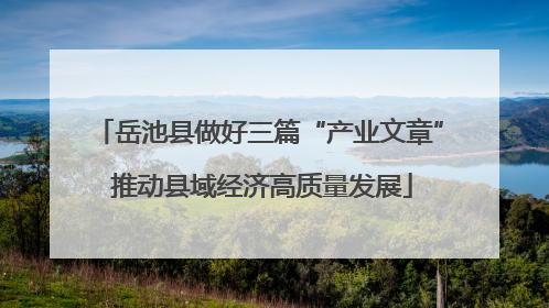 岳池县做好三篇“产业文章” 推动县域经济高质量发展