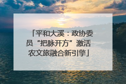 平和大溪：政协委员“把脉开方”激活农文旅融合新引擎