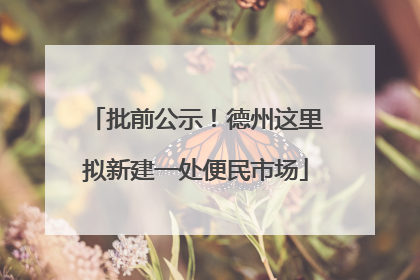 批前公示！德州这里拟新建一处便民市场