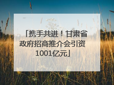 携手共进！甘肃省政府招商推介会引资1001亿元