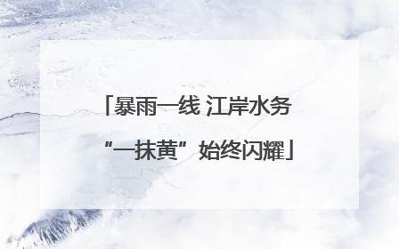 暴雨一线 江岸水务“一抹黄”始终闪耀