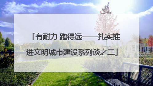 有耐力 跑得远——扎实推进文明城市建设系列谈之二
