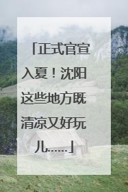 正式官宣入夏！沈阳这些地方既清凉又好玩儿……