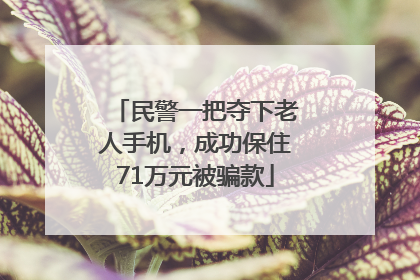 民警一把夺下老人手机，成功保住71万元被骗款
