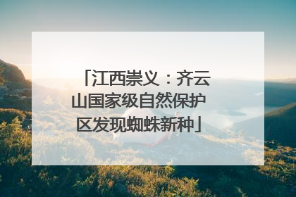 江西崇义：齐云山国家级自然保护区发现蜘蛛新种