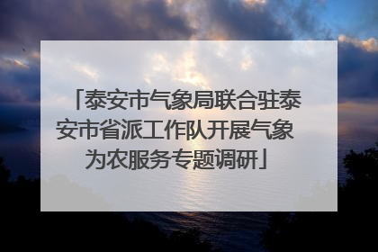 泰安市气象局联合驻泰安市省派工作队开展气象为农服务专题调研