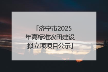 济宁市2025年高标准农田建设拟立项项目公示