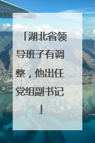 湖北省领导班子有调整，他出任党组副书记