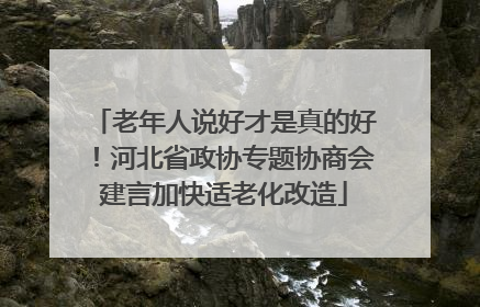 老年人说好才是真的好！河北省政协专题协商会建言加快适老化改造
