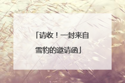 请收！一封来自雪豹的邀请函