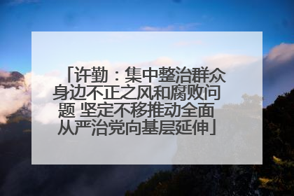 许勤：集中整治群众身边不正之风和腐败问题 坚定不移推动全面从严治党向基层延伸