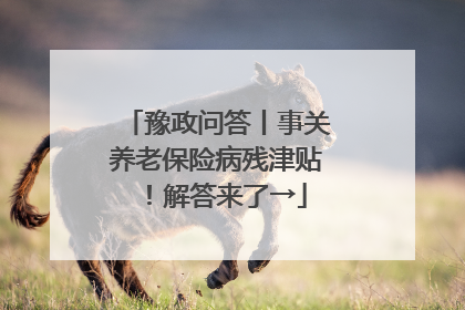 豫政问答丨事关养老保险病残津贴！解答来了→