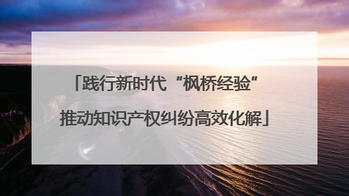 践行新时代“枫桥经验” 推动知识产权纠纷高效化解
