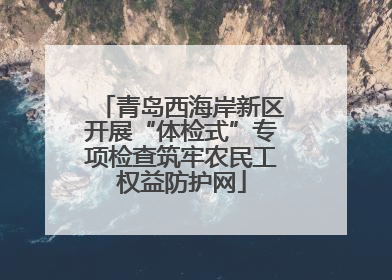 青岛西海岸新区开展“体检式”专项检查筑牢农民工权益防护网