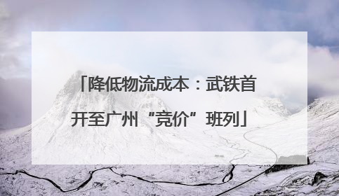 降低物流成本：武铁首开至广州“竞价”班列