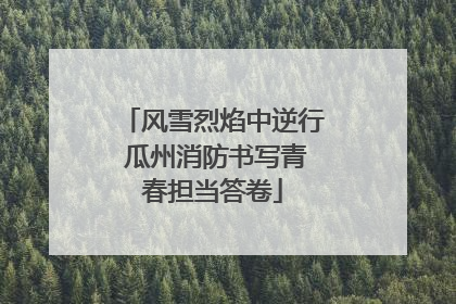 风雪烈焰中逆行 瓜州消防书写青春担当答卷