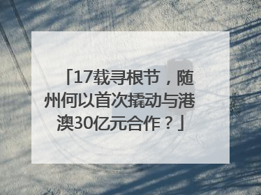 17载寻根节，随州何以首次撬动与港澳30亿元合作？
