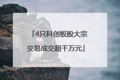 4只科创板股大宗交易成交超千万元